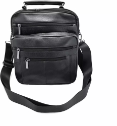 Geanta din piele naturala de mana si umar 24/21cm culoare negru Magrot 14026 