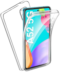 Husa 360 compatibila cu Samsung Galaxy A52 4G / 5G V2 Transparent fata+spate 