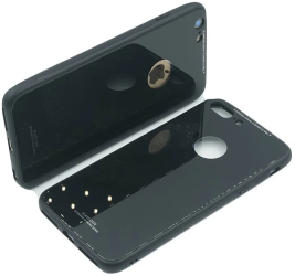 Husa Apple iPhone 8 Plus MyStyle Back Glass husa cu sticla securizata pe spate de culoare neagra 