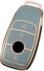 Husa de protectie premium pentru cheie auto Elegance Luxury Cover Key GRI compatibila cu Mercedes Benz A C 