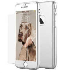 Husa FullBody MyStyle Silver pentru Apple iPhone 8 acoperire completa 360 grade cu folie de protectie gratis 