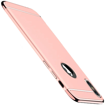 Husa IPAKY Glamour Look 3 in 1 Hybrid cu Insertie Aurie - Iphone X Rose Gold 