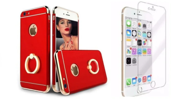 Pachet husa Apple iPhone 6 Plus/6S Plus MyStyle Elegance Luxury 3in1 Ring Red folie de sticla gratis 