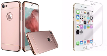 Pachet husa Apple iPhone 7 Plus MyStyle Elegance Luxury 3in1 Rose-Gold folie de sticla gratis 