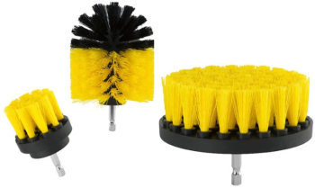 Set 3 perii curatare cu adaptor pentru bormasina/autofiletanta Galben/Negru