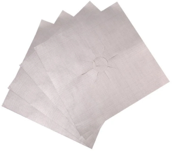 Set 4 folii de protectie pentru aragaz detasabile reutilizabile usor de spalat din teflon 27x27 