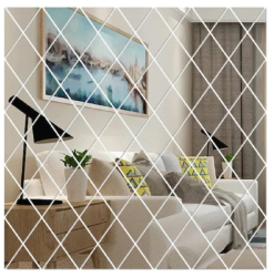 Set 58 Oglinzi Acrilice din PVC Autoadezive pentru Decorarea Peretilor Argintiu 100 x 100 cm Premium RIF 
