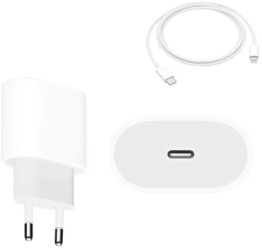 Set Incarcator Fast Charge 20W si Cablu de Date Fast Charge 1M Type-C-Lightning Compatibil cu Apple iPhone 14 