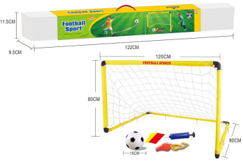 Set Poarta de Fotbal pentru Copii Flippy 80x120 cm Minge Cartonase Pompa Fluier Galben 