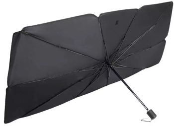 Parasolar Auto Pliabil pentru parbriz masina NEVERMORE in Forma de Umbrela Rezistent UV 115 x 65 cm Negru 