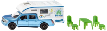 Jucarie Metalica Ford F150 Pick-Up Camper Siku 1693 Cu Camper Detasabil Si Mobilier Camping 