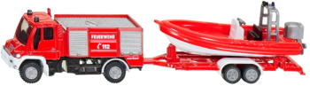 Jucarie Metalica Masina de Pompieri Unimog cu Barca Siku 1636 Scara 1 87 