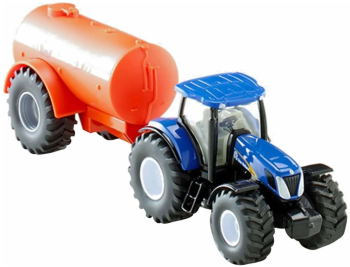 Jucarie Metalica Tractor New Holland T7070 cu Cisterna Siku 1945 Scara 1 50 