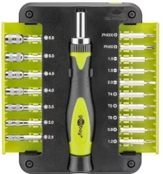 Set surubelnita 17biti CrV 3x capete plane 1mm 1.5mm 2mm 2x Phillips PH000 PH00 3x Torx T4 T5 T6 2x stele Star 0.8 1.2 7x hexago 