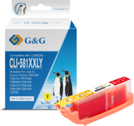 Cartus Premium G&G Canon CLI-581XXL Y Yellow 1997C001 CLI581XXLY pentru PIXMA TR7550 TR8550 TS6150 TS6151 TS6250 TS6251 TS705 TS8150 
