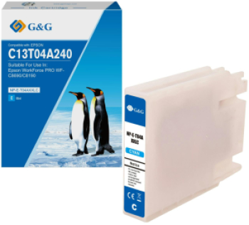 Cartus Premium G&G Epson T04A2 Cyan C13T04A240 pentru WorkForce Pro WF C8190 C8190D3TWC C8190DTW C8190DTWC C8190DW C8690 C8690D3TWFC 