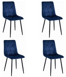 Set 4 scaune bucatarie/living Artool Libra catifea metal bleumarin si negru 44x40x88.5 cm 