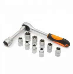 Set chei tubulare cu clichet 12buc 1/2 10-24mm Crom-Vanadiu HANDY 