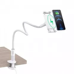 Suport reglabil de birou pentru 4.7-9.7inchi telefon/tableta si incarcare wireless alb Choetech T584-F-101WH 