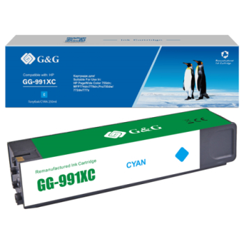 Cartus Premium G&G 16K HP 991X Cyan M0J90AE HP991X pentru PageWide Colour 755dn 774dn 779dn Pro 750dw 772dn 777z MFP 770 772hn P750d 