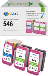 Cartus Premium G&G 3x Canon CL-546 Color 8289B001 CL546 CMY pentru PIXMA iP2850 iP2855 MG2450 MG2455 MG2550 MG2550S MG2555 MG2950 MG3050 