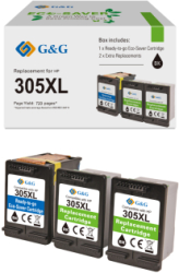 Cartus Premium G&G 3x HP 305XL Black 3YM61AE HP305XL pentru DeskJet 2710 2720 2721 2722 2723 2724 Plus 4110 4120 4122 4130 Envy 6010 All 