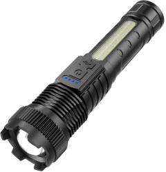 Lanterna Laser alb P50 Fippy zoom telescopic de mare putere lumina puternica clip rosu si albastru cu afisaj de putere Neagra 
