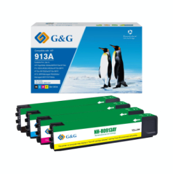 Pachet cartuse premium G&G HP 913A CMYK pentru PageWide 352dn 352dw MFP 377dn 377dw Pro 452dw 452dwt 477dw 477dwt P57750dw 