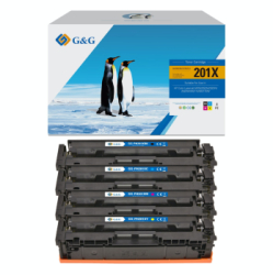 Pachet tonere premium G&G HP 201X CF400X CF401X CF402X CF403X pentru Color LaserJet Pro M252n M252dw MFP M274n M277dw M277n 