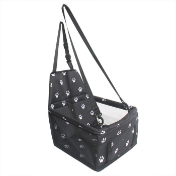 Suport pentru Animalele de Companie Flippy pentru Masina cu Prindere de Scaun si Centura de Siguranta Negru cu Imprimeu 40x32x42cm 