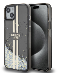Husa pentru iPhone 15 Plus - Glitter Liquid Glitter Gold Stripes GUHCP15MLFCSEGK - Black 