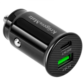 Incarcator auto 12-24VDC bricheta - USB TYPE C + USB 3.1A QC 3.0 PD 20W Kruger&Matz