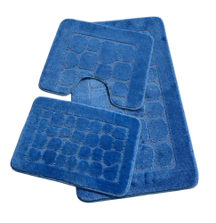 Covoras de baie set 3 piese polipropilena 100x60 60x50 40x60 Albastru KlaussTech 