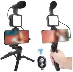 Kit de Filmare si Streaming pentru Telefon Mobil - Complet cu Microfon Lumina Reglabila si Trepied