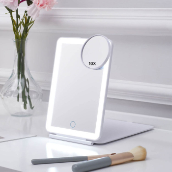 Oglinda LED cosmetica iluminare reglabila in 3 culori reincarcabila prin USB unghi ajustabil - perfecta pentru machiaj si i