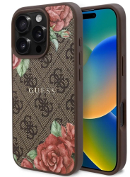 Husa pentru iPhone 16 Pro - Guess Hardcase 4G Flower Print MagSafe GUHMP16LP4ROPEMCW - Brown 