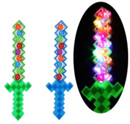 Jucarie Sabie minecraft cu iluminare Led si sunete 46cm 