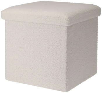 Taburet pliabil cu spatiu de depozitare - Storage Solutions® tip cutie otoman culoare alb 38x38x38 cm 