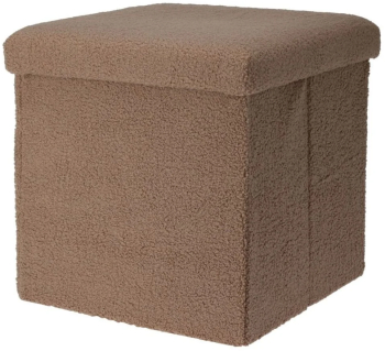 Taburet pliabil cu spatiu de depozitare - Storage Solutions® tip cutie otoman culoare cafeniu 38x38x38 cm 