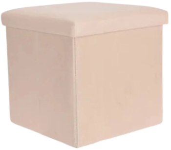 Taburet pliabil cu spatiu de depozitare - Storage Solutions® tip cutie otoman culoare crem 38x38x38 cm 