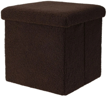 Taburet pliabil cu spatiu de depozitare - Storage Solutions® tip cutie otoman culoare maroniu 38x38x38 cm 