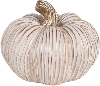 Dovleac decorativ ceramica alba aurie 16x13 cm 