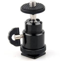 Adaptor rotativ 360 grade marca THD pentru montare camera foto la trepied stativ monopod filet 1/4 si prindere cold shoe 