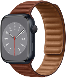 Curea leather link piele maro umber compatibila cu Apple Watch 45 mm seria 8 si Apple Watch Ultra 49 mm marime universala 
