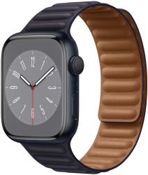 Curea leather link piele mov ink compatibila cu Apple Watch 45 mm seria 8 si Apple Watch Ultra 49 mm marime universala 
