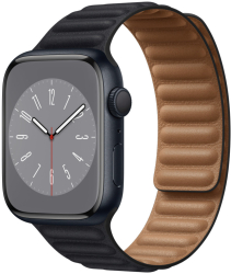 Curea leather link piele neagra compatibila cu Apple Watch 45 mm seria 8 si Apple Watch Ultra 49 mm marime universala 