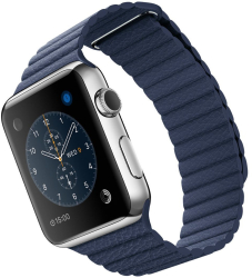 Curea leather loop piele albastru inchis pentru Apple Watch 42/44/45 mm marime universala seriile 1 2 3 4 5 6 7 8 