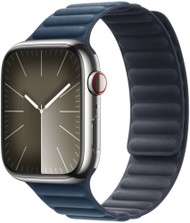 Curea link magnetica marca THD compatibila Apple Watch 45 mm seria 9 Apple Watch SE 44 mm marime universala culoare albastru pacific 