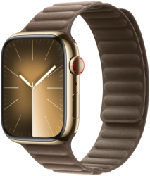 Curea link magnetica marca THD compatibila Apple Watch 45 mm seria 9 Apple Watch SE 44 mm marime universala culoare maro taupe 