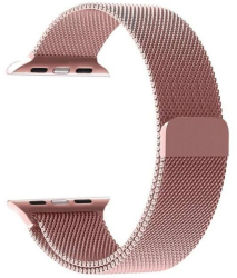 Curea metalica milanese marca THD compatibila Apple Watch 41 mm seria 9 Apple Watch SE 40 mm marime universala roz 